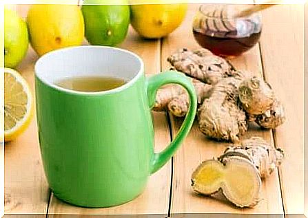 Infusion of ginger, honey and lemon.