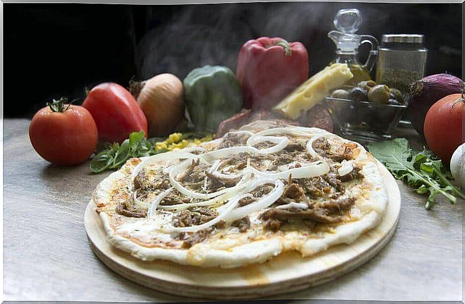 Tapenade pizza.