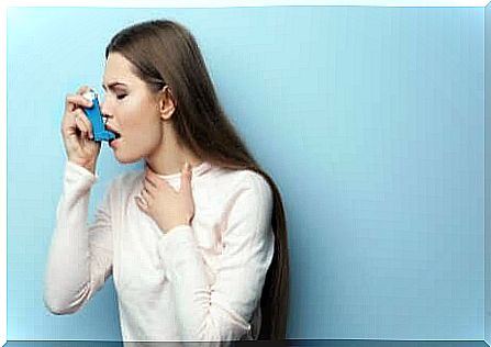 A woman with asthma taking corticosteroids. 