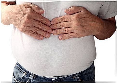 Man suffering from stomach acid