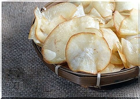 eggplant chips and other vegetables