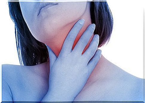 Woman with a sore throat